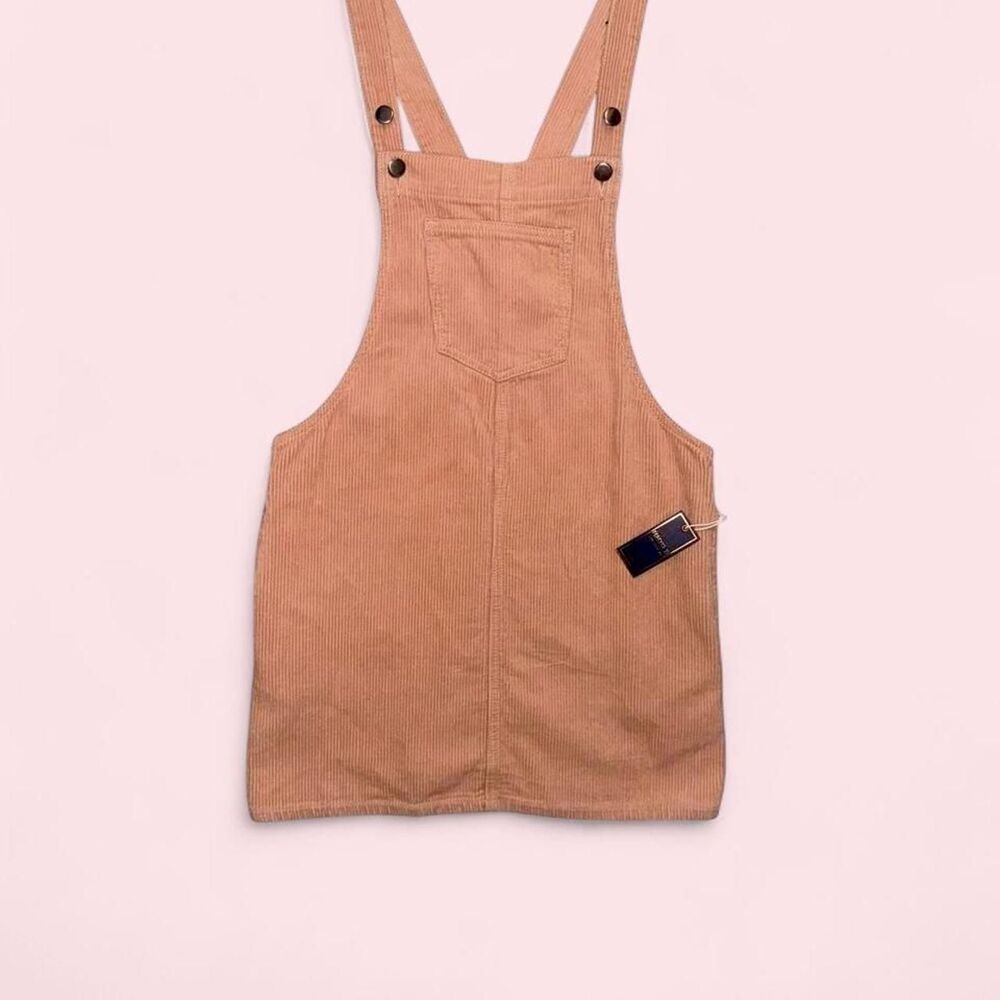 Forever 21 Women's Pink Peach Tan Pinafore Dress Size S Corduroy Overalls NWT